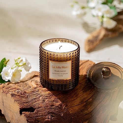 LA JOLIE MUSE Woody Jasmine Scented Candle for Home,Natural Soy Wax 55 Hrs - Image 3