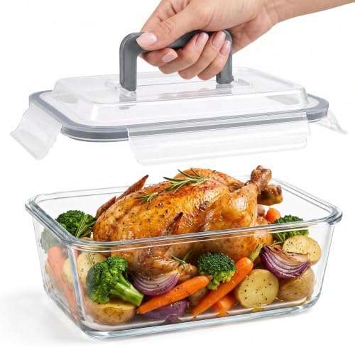 Razab 3000ml/ 102 oz Large Glass Meal Prep Container with Carry Handle Lid by RazabHomeGoods