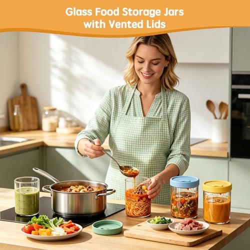 24oz Glass Soup Freezer Containers Set with Silicone Airtight Lid, 4 Pack - Image 5