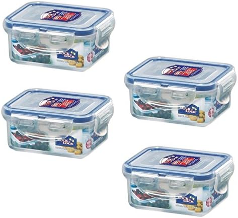(Pack of 4) Lock & Lock Airtight Rectangular Food Storage Container 6 oz / 0.7-cup by LocknLock