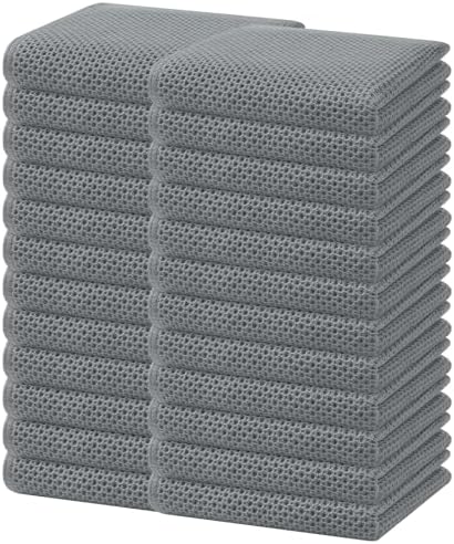 Homaxy 100% Cotton Waffle Weave Kitchen Dish Towels 24-Pack, Grey by Homaxy