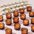 NITIME 30Pcs Ribbed Amber Votive Candle Holders for Fall Table Decor, Amber Tea Light Candle Holders with 32pcs Tea Light Candles for Wedding Decor, Home Decor and Party Decor by NITIME