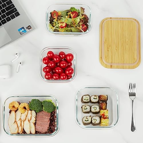 Vtopmart 4 Pack Glass Food Storage Containers with Bamboo Lids Meal Prep - Image 5