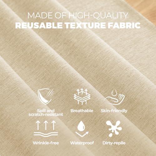 Decorelia Faux Linen Farmhouse Table Cloth 60"x104" for 6 ft Rectangle Table, Beige Waterproof Outdoor Washable Cloth Tablecloth for Rectangular Dining Room Kitchen Outdoor Party Restaurant Decor - Image 6