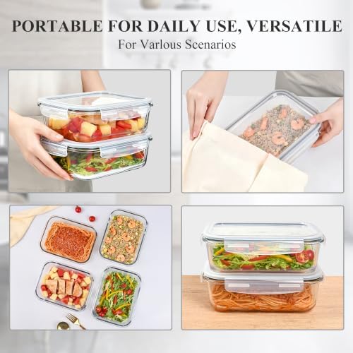 GEHE 4 Pack 52 oz Large Glass Food Storage Containers with Lids - Glass Meal Prep Containers For Baking, Storing, Airtight Lunch Container, Freezer, Dishwasher, Microwave and Oven Safe, BPA Free - Image 5