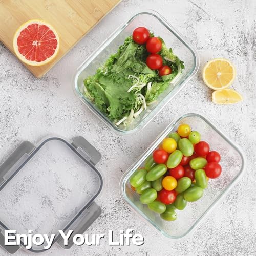 4 Pieces 63oz Large Glass Food Storage Containers with Lids for Meal Prep - Image 2