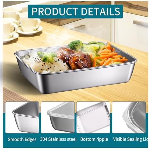 GIUOIDUO stainless steelFood Storage Containers setsstorage box with lidfreezer FrozenKitchen tray with lidOven plateSide dish plate Freezer & Dishwasher Safe - Image 6