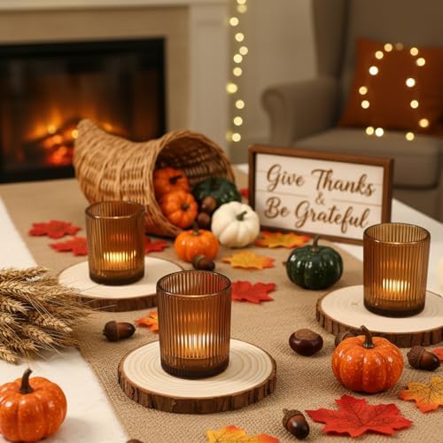 36 Pack Votive Candle Holders, Amber Candle Holders for Fall Table Decor - Image 2