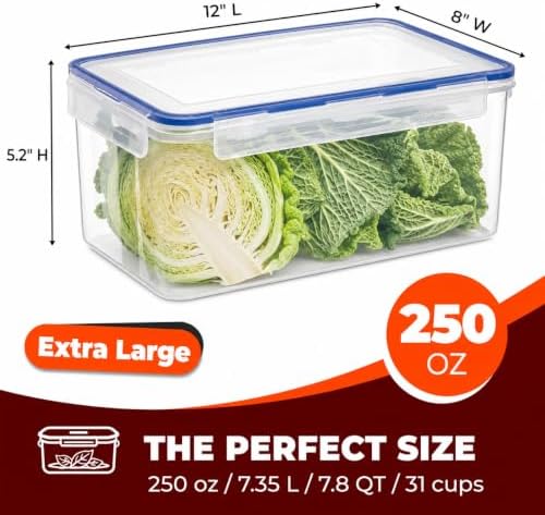 Tribello 250 oz Extra Large Airtight Food Storage Containers with SnapTight Lids – Clear, Stackable, BPA-Free Meal Prep Containers for Kitchen, Freezer & Pantry Storage - Image 2