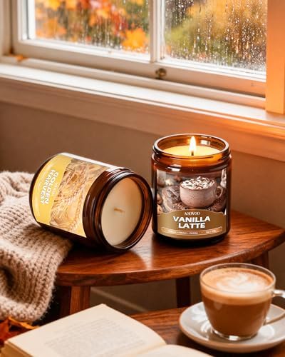 AOOVOO Fall Candles Set - 6 Pack Candles for Home Scented, 42 oz Natural Soy Wax 300 Hour Long Lasting, Fall Fragrance of Pumpkin/Apple Cinnamon/Clove/Vanilla Cupcake/Latte Cupcake/Wheat Vanilla - Image 5