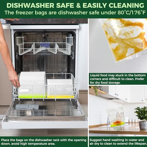 SPLF 8 Pack Reusable Gallon Freezer Bags Dishwasher Microwave Safe - Image 6