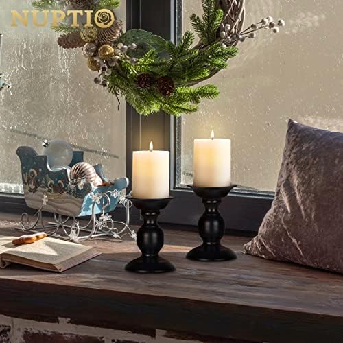 2 Pcs Black Pillar Candle Holders, Most Ideal for 3" Pillar Candles, Gifts for Wedding, Party, Home, Spa, Reiki, Votive Candle (2 x S) - Image 5