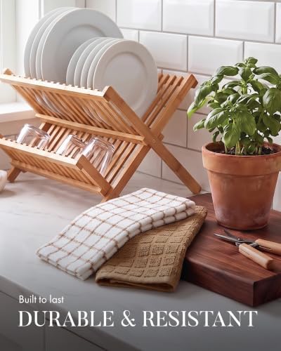 Bumble Dish Cloths (6-Pack), 100% Cotton Kitchen Towels, 12"x12" - Tan - Image 6