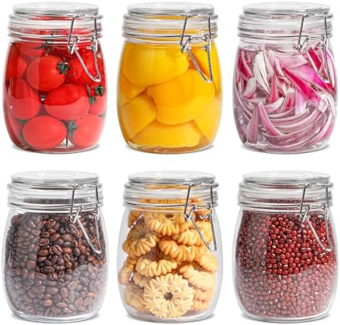 ComSaf Round Glass Jars with Airtight Lids 25 oz 6 Pack Pickling by ComSaf