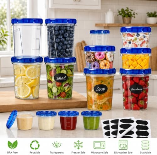 18 Pack Freezer Food Storage Containers with Twist Lids for Soup Meal Prep - Image 5