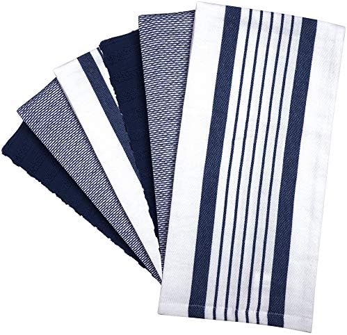 Premium Kitchen Towels 6 Pack 100% Cotton 20"x28" Dish Towels Navy Striped - Image 4