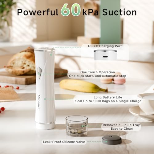Mehomeli Compact Handheld Vacuum Sealer for Food with 20 Reusable Bags - Image 3