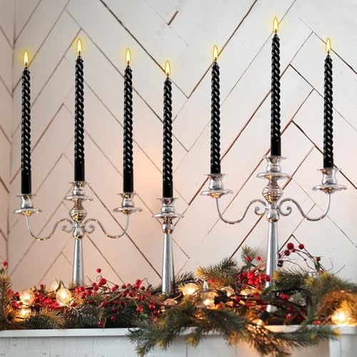 WPONSZU 10 Inch Black Spiral Taper Candle Set, 12 Pack Unscented Dripless Candlesticks for Halloween,Dinner,Party Brithday Wedding and Home Decoration - Image 5
