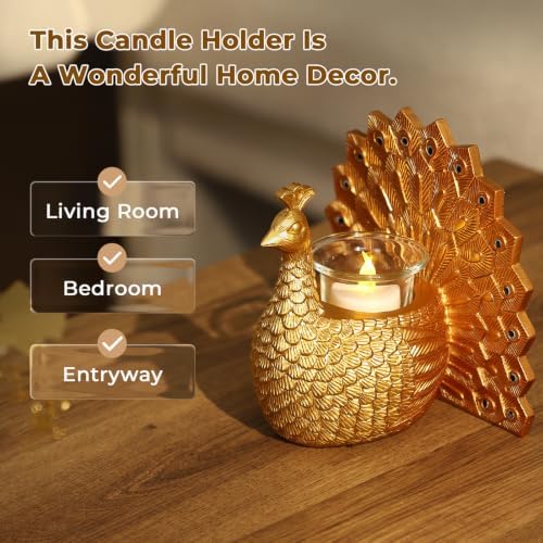 Peacock Tealight Candle Holder, Home Decor Gifts for Women Mom Grandma - Image 3
