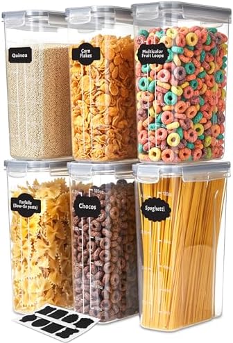 Utopia Kitchen Cereal Containers Storage Set with Lids, 6 Pack, 4L (135 Oz) by UTOPIAKITCHEN
