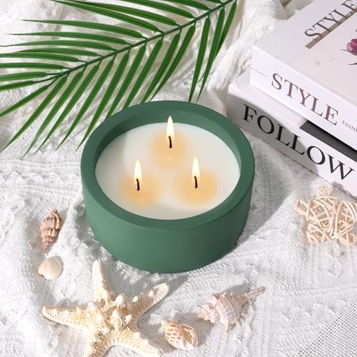 Viyffo 20oz Large Scented Candle - Lemongrass & Bergamot, 3 Wick Home Scented Candle for Women and Men, Non Toxic Soy Candle, Green Ceramic Jar, Luxury Home Fragrance, Room Décor & Birthday Gift - Image 4