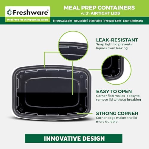 Freshware Meal Prep Containers [150 Pack] 1 Compartment with Lids, Food Storage Containers, Bento Box, BPA Free, Stackable, Microwave/Dishwasher/Freezer Safe (24 oz) - Image 5