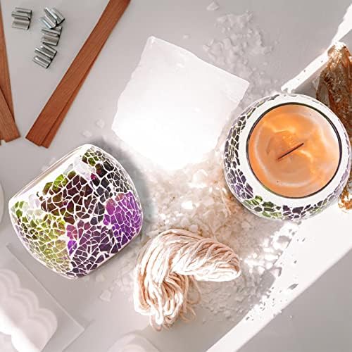 Rancco Glass Votive Candle Holder for Tealight, Romantic Mosaic Cracked Candle Holder, Candle Lamp Aromatherapy Candlescape Bowl for Valentine's Thanksgiving, Christmas Table Centerpiece, Party Decor - Image 4