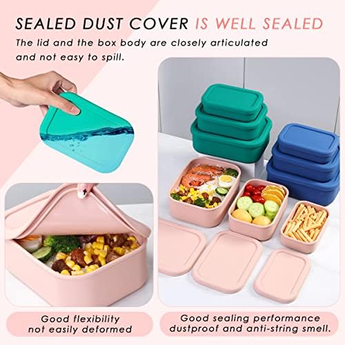 Silicone Food Storage Containers, Set of 3 Hard-Shell Bento Lunch Boxes - Image 4