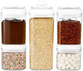 Felli Flip Tite Food Storage Container 5" LARGE 5pk Set + No Residue Label, Airtight Lid Easy Lock Top Stackable, Plastic Canister Jar for Pantry Kitchen Fridge Organizer Pasta Protein Powder Spice by Felli
