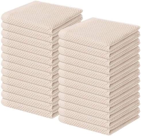 Homaxy 100% Cotton Waffle Weave Kitchen Dish Cloths 24-Pack, Beige by Homaxy