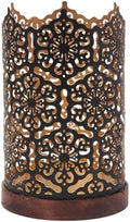 Hosley® Metal Diamond Cut Design Candle Holder 7.5 Inch High, Black Gold Perfect for Home Decor, Lighting, Wedding, Parties, Gifting by HOSLEY