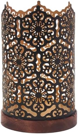 Hosley® Metal Diamond Cut Design Candle Holder 7.5 Inch High, Black Gold Perfect for Home Decor, Lighting, Wedding, Parties, Gifting by HOSLEY