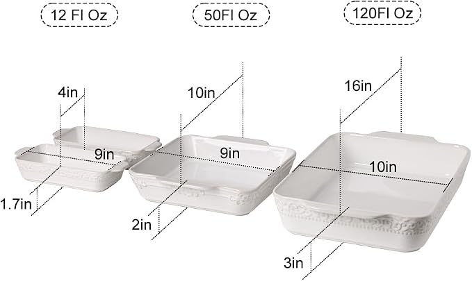 Sweejar Casserole Dishes for Oven, Ceramic Bakeware Set of 4, Rectangular - Image 3