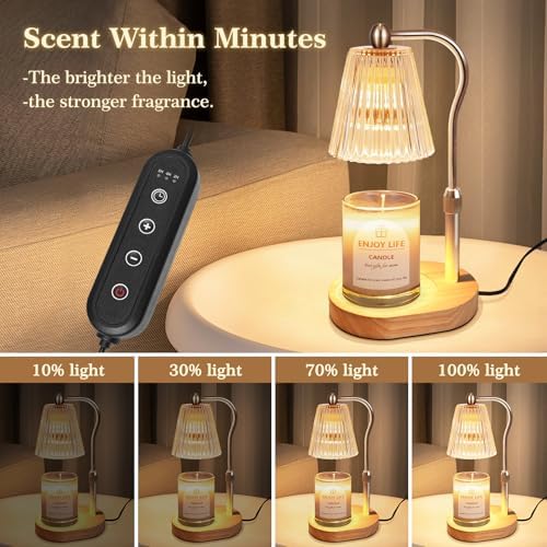 seenlast Gifts for Women, Candle Warmer Lamp with Adjustable Height Timer Dimmer,Vintage Home Decor for Scented Jar - Image 3