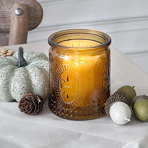 Kate Aspen Vintage Amber Glass Tea Light Candle Holders Set of 4 - Votive Holders for Home Decor, Fall Table Decorations, Bathroom Candles, Kitchen Shelf Decor, and Wedding Centerpieces - Image 3