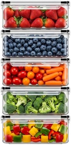 5 Pack 30OZ Reusable plastic food storage containers with lids by Asnews