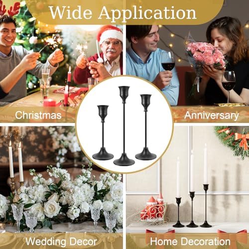 NLBTW Black Candlestick Holders, Metal Taper Candle Holder, Set of 3 - Image 6