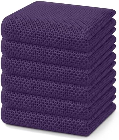 Homaxy 100% Cotton Waffle Weave Kitchen Dish Towels 6-Pack, Eggplant by Homaxy