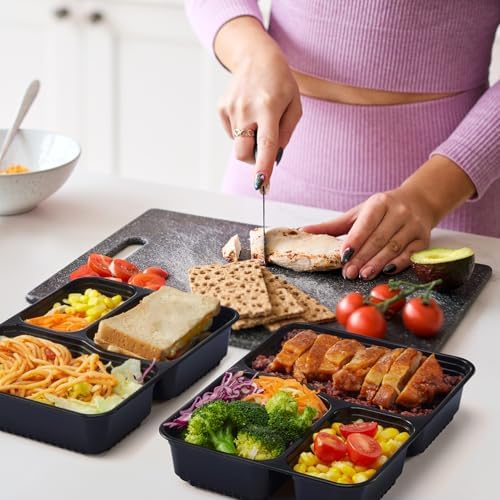 Glotoch 3-Compartment Meal Prep Containers with Lids, 34 oz, 50 Pack - Image 2