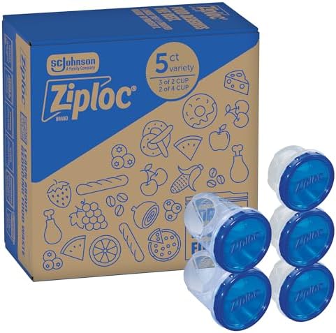 Ziploc Twist N Loc Food Storage Meal Prep Containers, Variety Pack, 5 Count by Ziploc