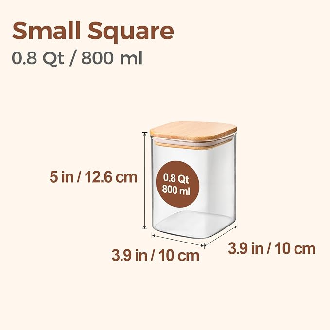 ComSaf 0.8 Qt Glass Food Storage Jars Set of 6, Pantry Organization Jar - Image 2