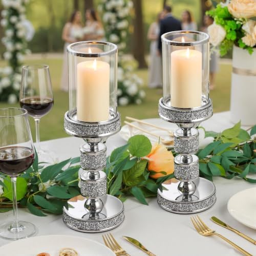 Hurricane Candle Holder, 13.5" Tall Candle Stand, Metal Pillar Holder - Image 5