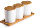 Ceramic Sugar Bowls with Bamboo Lids and Spoons-June Sky Muti-Functional Round by LuckyGoddness