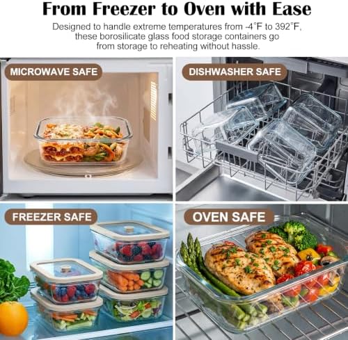 35 oz Glass Food Storage Containers with Glass Lids, 5 Pack, Airtight - Image 6