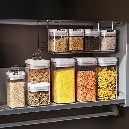 Felli Flip Tite Food Storage Container with Lid Airtight 4" Ring Seal Flip Top, Stackable Acrylic Canister Jar for Pantry Kitchen Counter, Snack Coffee Bean Granola Pet Treats Cracker Holder (1.2 L) - Image 6