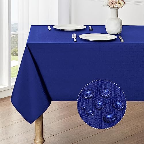 Veblandy Rectangle Tablecloth Waterproof 60x104 inch Linen Textured Table Cloth Stain and Wrinkle Resistant Washable, Decorative Fabric Table Cover for Dining, Party and Camping, Royal Blue by Veblandy