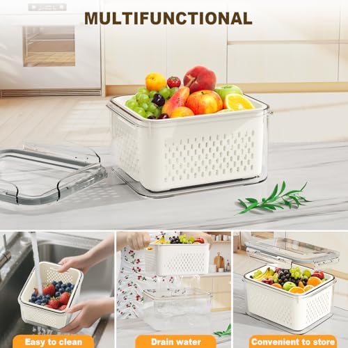 Dayacoco Fruit Storage Containers for Fridge 4 Pcs with Drain Basket - Image 5