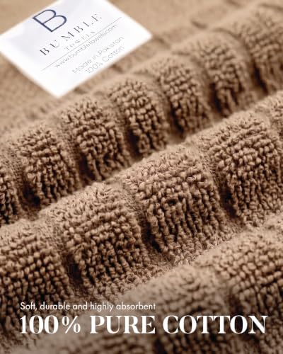 Bumble Dish Cloths (6-Pack), 100% Cotton Kitchen Towels, 12"x12" - Tan - Image 4