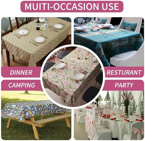 Rectangle Table Cloth,100% Waterproof Vinyl Tablecloth, 60" x 102", Pink - Image 6