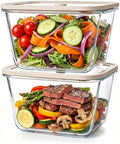 2 Pack 82oz Large Glass Food Storage Containers with Lids by Encheng